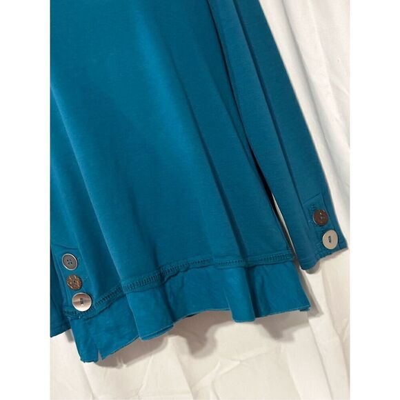 GREAT CONDITION SOFT SURROUNDINGS TURQUOISE Soft Knit Top Tunic Sz small - Picture 2 of 7